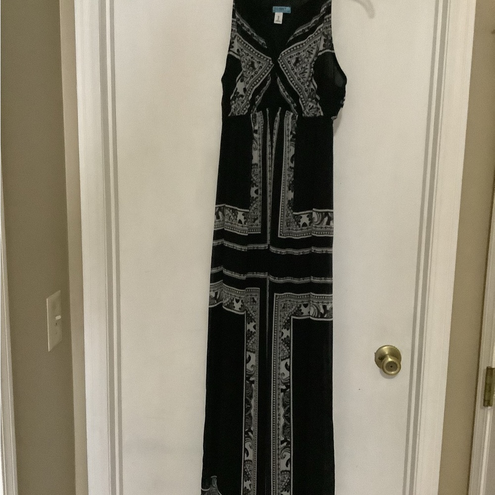Elegant Black and White Maxi Dress. Maternity